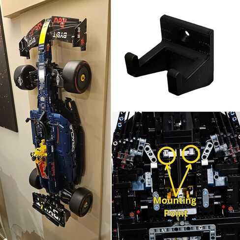 Wall Mount Bracket Compatible with Lego Technic Red Bull RB20 42206, Accessories for Lego Technic Red Bull RB20 42206 Securely Display Your Car, Black in Saudi Arabia