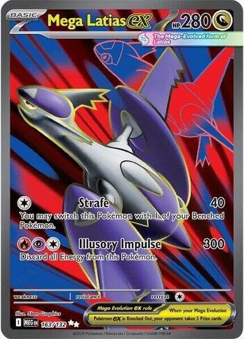بوكيمون - ميجا لاتياس ex - 163/132 - ME01: Mega Evolution (MEG) - نادر للغاية - فن كامل - بطاقة واحدة in Kuwait