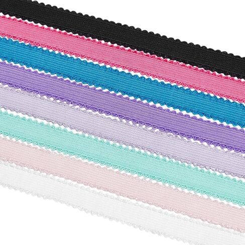 BENECREAT 8Pcs 16Yards Nylon Elastic Lace Trim Ribbons, 0.5inch Wide Braid Lace Trim, Flower Edge Elastic Stretch for Wedding Costume Curtain DIY Crafts and Home Decoration in Saudi Arabia