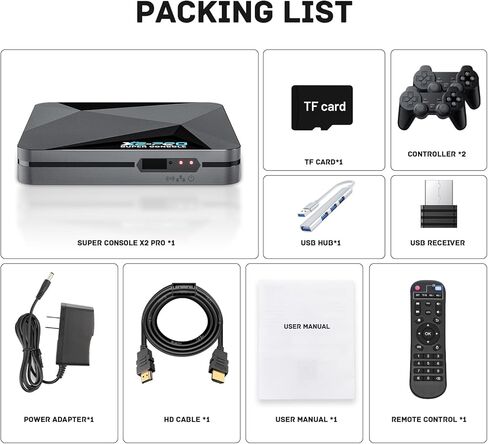 2026 ترقية وحدة تحكم الألعاب Kinhank Retro، وحدة تحكم Super Console X2 PRO Emulator مع أكثر من 100,000 لعبة كلاسيكية، وحدة تحكم ألعاب قديمة مع EmuElec 4.6 وAndroid 9.0، مخرج 4K HD، 2.4+5G WiFi، BT 5.0 in Saudi Arabia
