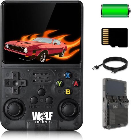 R36S Portable Retro Handheld Game Console with 20000 in 1 Classic Video Games, Retro Pocket Arcade Game, HD 3.5 inch IPS Display, 128GB Extendable Memory Card with Pre-Installed Games (Skeleton Red) in Saudi Arabia