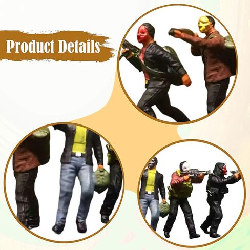 5Pcs 1/64 Figure Model Miniature Train Railway Desktop Ornament Collections Micro Landscape Layout Diorama Scenery Figurines, Robbers in Saudi Arabia