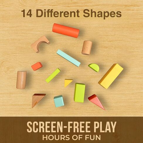 مجموعة مكعبات بناء من الخشب الطبيعي، 72 قطعة من ألوان الباستيل مكعبات بناء قلعة مع صينية تخزين، ألعاب تعليمية للعلوم والتكنولوجيا والهندسة والرياضيات للأطفال، نظام لعب معماري إبداعي وخالي من الشاشة in Kuwait