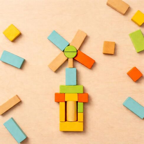 مجموعة مكعبات بناء من الخشب الطبيعي، 72 قطعة من ألوان الباستيل مكعبات بناء قلعة مع صينية تخزين، ألعاب تعليمية للعلوم والتكنولوجيا والهندسة والرياضيات للأطفال، نظام لعب معماري إبداعي وخالي من الشاشة in Kuwait