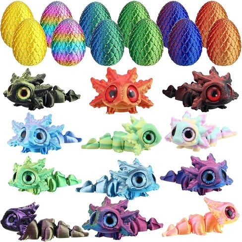 Capoda 12 Pack Easter Eggs With 3D Printed Axolotl Animal Colorful Plastic Filled with Flexible Mini Animals Easter Egg Fillers for Basket Stuffers Egg Hunt Supplies Spring Party in Saudi Arabia