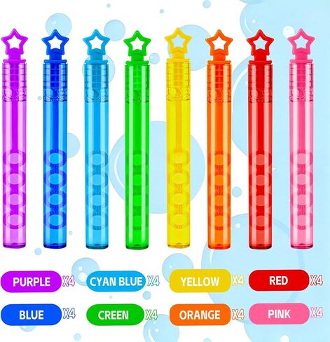 32 Pcs Mini Bubble Wadns Party Favors for Kids,8-Color Bubble Stick, Thanksgiving and New Year, Theme Birthday, Wedding, Summer Girls and Boys Carnival, Outdoor Gifts for Students in Saudi Arabia