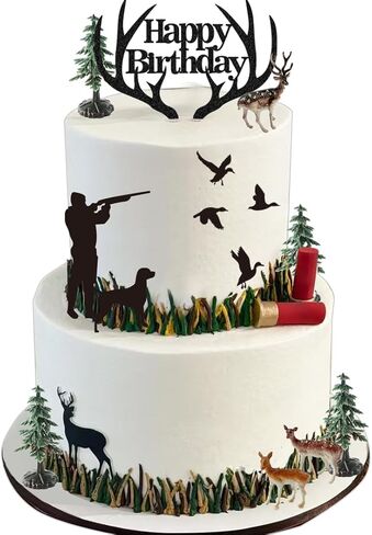 Hunting Cake Topper Antler Happy Birthday Sign for Hunter Deer Hunting Theme Birthday in Saudi Arabia