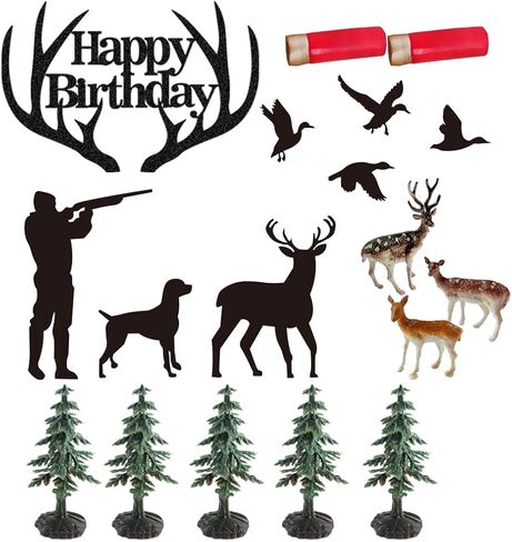 Hunting Cake Topper Antler Happy Birthday Sign for Hunter Deer Hunting Theme Birthday in Saudi Arabia
