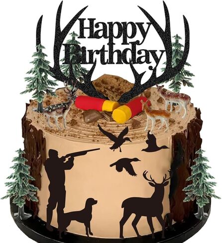 Hunting Cake Topper Antler Happy Birthday Sign for Hunter Deer Hunting Theme Birthday in Saudi Arabia