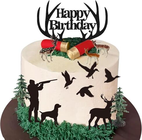 Hunting Cake Topper Antler Happy Birthday Sign for Hunter Deer Hunting Theme Birthday in Saudi Arabia