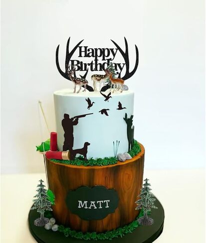 Hunting Cake Topper Antler Happy Birthday Sign for Hunter Deer Hunting Theme Birthday in Saudi Arabia