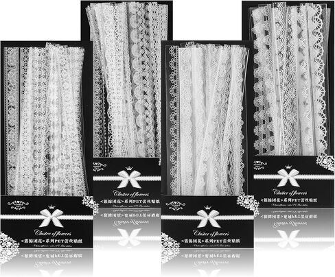 Classicseali 240PCS Lace Stickers for Scrapbooking,White Lace Stickers,Waterproof and Durable Scrapbook Laces Decoration Planners Scrapbook Laptops Journals Cups Vase Flower Pot Crafts Photo Frame in Saudi Arabia