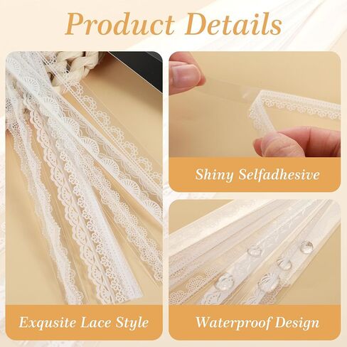 Classicseali 240PCS Lace Stickers for Scrapbooking,White Lace Stickers,Waterproof and Durable Scrapbook Laces Decoration Planners Scrapbook Laptops Journals Cups Vase Flower Pot Crafts Photo Frame in Saudi Arabia