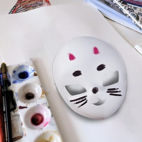 أقنعة ثيريان فارغة DIY، قناع الوجه للرسم اليدوي، قناع ثيريان فروي بقاعدة رأس الفراء، دعائم أزياء للحفلات التنكرية in Kuwait