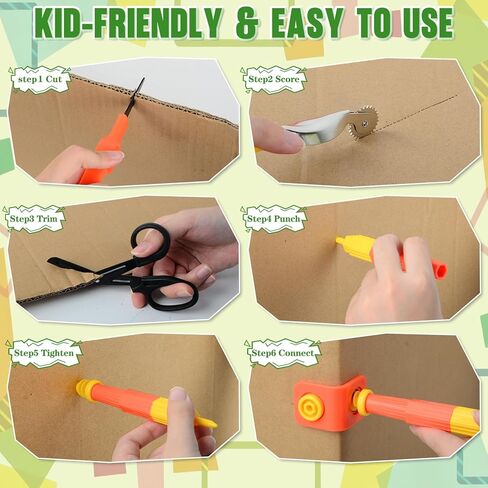 Cardboard Cutting Tools for Kids, 170 Pcs DIY Safe Cutting Creative Craft Kit, Cardboard Construction Kit for Family, Classroom Learning, STEM Educational Toys Birthday Gift for Boys and Girls Aged 4+ in Saudi Arabia