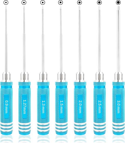 1.27mm 1.3mm RC Hex Screwdriver Set - 7 Pieces 0.9mm 1.27mm 1.3mm 1.5mm 2.0mm 2.5mm 3.0mm Repair Tools for Traxxas Arrma Axial Losi Redcat RC Quadcopter Helicopter FPV Racing Drone Cars(Blue) in Saudi Arabia