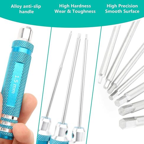 1.27mm 1.3mm RC Hex Screwdriver Set - 7 Pieces 0.9mm 1.27mm 1.3mm 1.5mm 2.0mm 2.5mm 3.0mm Repair Tools for Traxxas Arrma Axial Losi Redcat RC Quadcopter Helicopter FPV Racing Drone Cars(Blue) in Saudi Arabia