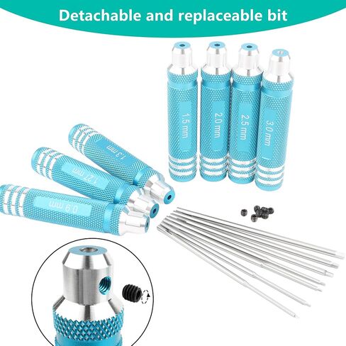 1.27mm 1.3mm RC Hex Screwdriver Set - 7 Pieces 0.9mm 1.27mm 1.3mm 1.5mm 2.0mm 2.5mm 3.0mm Repair Tools for Traxxas Arrma Axial Losi Redcat RC Quadcopter Helicopter FPV Racing Drone Cars(Blue) in Saudi Arabia