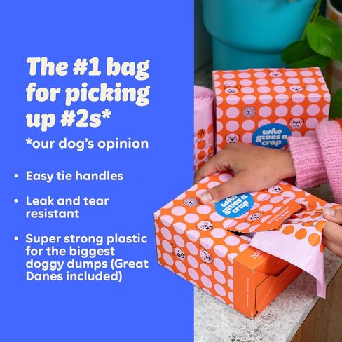 أكياس نفايات الحيوانات الأليفة المعاد تدويرها بنسبة 100% من Who Gives a Crap، عدد 200، سعة 3 لتر / 3 كوارت، مصممة للمساعدة في مقاومة التسربات والتمزقات، وأكياس فضلات الكلاب الصغيرة والكبيرة، وأكياس قمامة مستدامة غير معطرة للكلاب in Kuwait