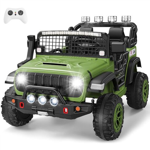 Hikole 2 Seater Ride on Car for Kids with Remote Control, XL 24 Volt Ride on Toys for Boys Girls Age 4-8, Bright LED Light, 20" Seater, Music, 2x200W Powerful Wheels, 3 Speeds, 5MPH, Green in Saudi Arabia