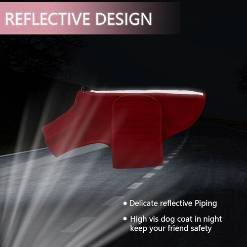 Geyecete Soft Dog Fleece French Bulldog Jacket معطف البلدغ الفرنسي عاكس معطف الشتاء للكلاب - سترة فرنسية مصغرة - مقاومة للطقس - أحمر - M in Saudi Arabia