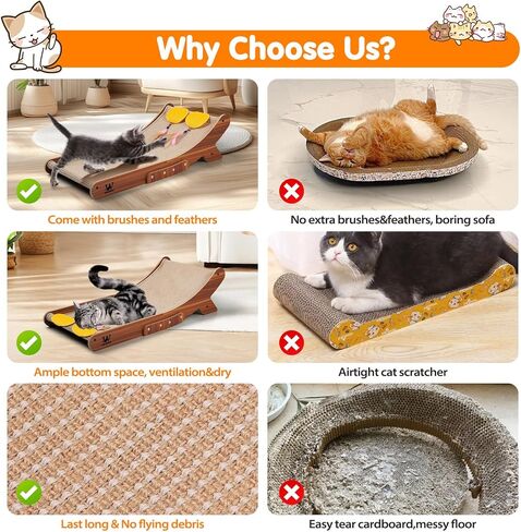 Sisal Cat Scratcher Bed, Natural Solid Wood Scratch Lounger, No Mess Scratching Chair Couch for Indoor Cats, 26 Inch Cat Scartching Pad, 3 in 1 Scratching Board, Furniture Protector in Saudi Arabia