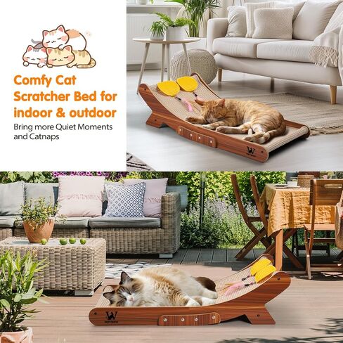 Sisal Cat Scratcher Bed, Natural Solid Wood Scratch Lounger, No Mess Scratching Chair Couch for Indoor Cats, 26 Inch Cat Scartching Pad, 3 in 1 Scratching Board, Furniture Protector in Saudi Arabia
