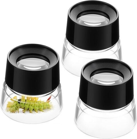 Ceenna 3 Pcs 10x Power Pre Focused Stand Magnifier, Hands Free Black Magnifying Loupes for Viewing Insects, Plants, Coins, Stamps, Maps, Fine Print and Nature Animal Observation in Saudi Arabia