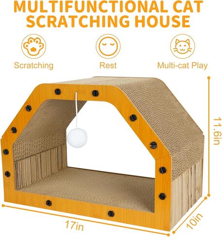 بيت القطط من الورق المقوى - خدش القطط الكبير من الورق المقوى، كرسي مريح للقطط كنفق وأريكة، خدش القطط للقطط الداخلية، آمن ومأمون in Kuwait