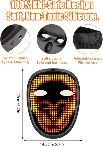 Gelrova Led Mask Light up Mask with Gesture Sensing, Cool Glowing Toys Gag Gift for Halloween Christmas Costume Party in Saudi Arabia
