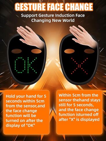 Gelrova Led Mask Light up Mask with Gesture Sensing, Cool Glowing Toys Gag Gift for Halloween Christmas Costume Party in Saudi Arabia