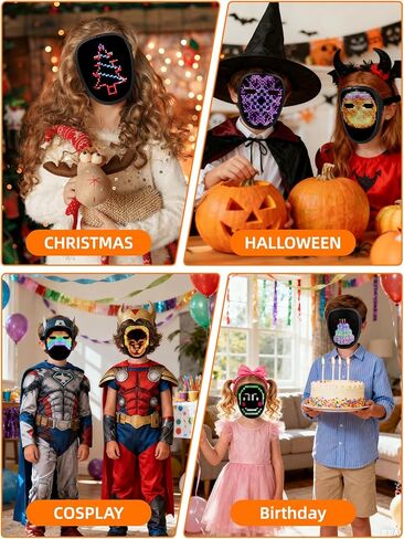 Gelrova Led Mask Light up Mask with Gesture Sensing, Cool Glowing Toys Gag Gift for Halloween Christmas Costume Party in Saudi Arabia
