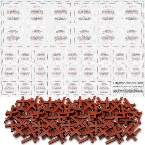 Ceenna Pocket Prayer Quilt Panel Squares with Small Wooden Crosses Mini Scripture Pocket Prayer Quilt Religious Spiritual Gift for Friend Family Easter Reward Gifts Easter Basket Stuffers(Brown Cross) in Saudi Arabia