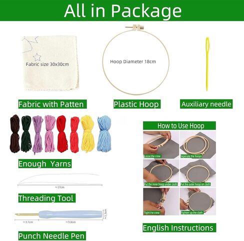 Punch Needle kit for Beginners, Holiday Reindeer with Stars, Punch Stitching kit for Adults, Needle Punch Kits for Adults, Festive Decor Set in Saudi Arabia