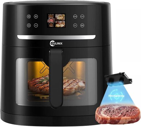 مقلاة هوائية ذكية 8.5QT مع تقنية AutoSense، طهي بلمسة واحدة لشرائح اللحم وأجنحة الدجاج والبطاطس المقلية و12 أخرى، حجم عائلي XXL، تذكير بالرج، غير لاصق، أسود in Saudi Arabia