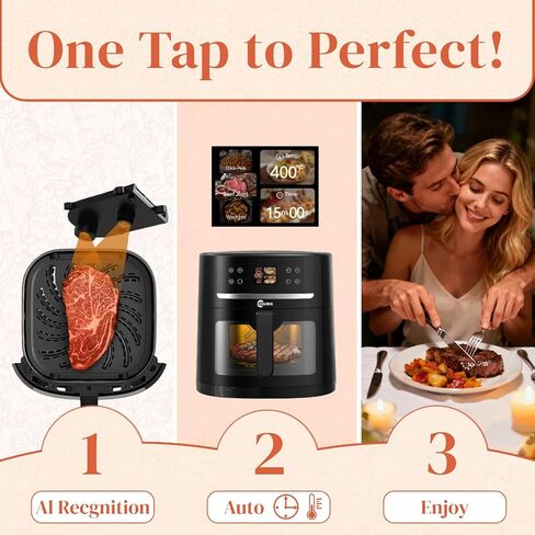 مقلاة هوائية ذكية 8.5QT مع تقنية AutoSense، طهي بلمسة واحدة لشرائح اللحم وأجنحة الدجاج والبطاطس المقلية و12 أخرى، حجم عائلي XXL، تذكير بالرج، غير لاصق، أسود in Saudi Arabia