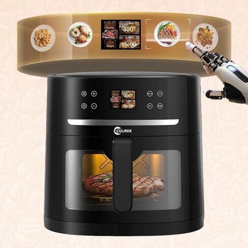 مقلاة هوائية ذكية 8.5QT مع تقنية AutoSense، طهي بلمسة واحدة لشرائح اللحم وأجنحة الدجاج والبطاطس المقلية و12 أخرى، حجم عائلي XXL، تذكير بالرج، غير لاصق، أسود in Saudi Arabia