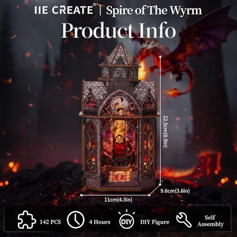 Spire of The Wyrm 3D Book Nook Kit, DIY Miniature House Booknook Dollhouse Kit for Adults and Teens, Book Nook Shelf Insert Decoration, The Tiny House for Home Decor Gift in Saudi Arabia