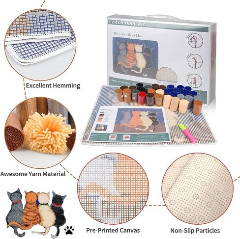 German Shepherd Beginner Latch Hook Kits Pillow Cover Set Sofa Cushion Latch Hooking Carpet Rug Acrylic Yarn Printed Pillowcase Craft Kits with Tools Sofa Decor 17 x 17 Inch(r143) in Kuwait