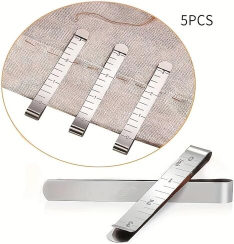 5PCS Hemming Clip Sewing Clip with Measuring Ruler for Sewing Projects Quilting Supplies 3 Inches, Argent in Saudi Arabia