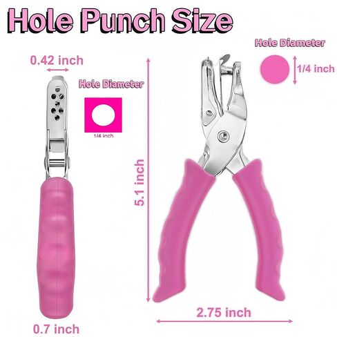 Hole Puncher Single 1/4" Pink Handheld,One Small Circle Punch Shapes,Paper Punches for Crafting,perforadora de Papel,Mini Hold,1 Tiny Whlole Punch, Cardstock,Crafts,Tags, Laminated Cards, Cardstock in Saudi Arabia