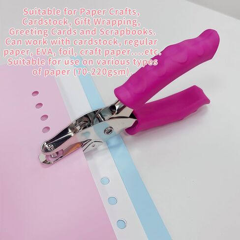 Hole Puncher Single 1/4" Pink Handheld,One Small Circle Punch Shapes,Paper Punches for Crafting,perforadora de Papel,Mini Hold,1 Tiny Whlole Punch, Cardstock,Crafts,Tags, Laminated Cards, Cardstock in Saudi Arabia