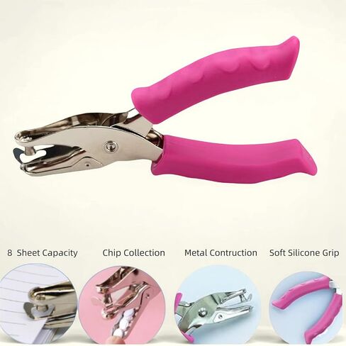 Hole Puncher Single 1/4" Pink Handheld,One Small Circle Punch Shapes,Paper Punches for Crafting,perforadora de Papel,Mini Hold,1 Tiny Whlole Punch, Cardstock,Crafts,Tags, Laminated Cards, Cardstock in Saudi Arabia