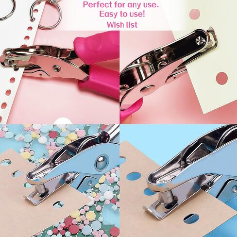Hole Puncher Single 1/4" Pink Handheld,One Small Circle Punch Shapes,Paper Punches for Crafting,perforadora de Papel,Mini Hold,1 Tiny Whlole Punch, Cardstock,Crafts,Tags, Laminated Cards, Cardstock in Saudi Arabia