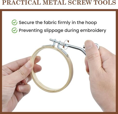 MARRTEUM 4Pcs 3 Inch Embroidery Hoop Set, Comes with Metal Screw + 2 Threader + 4 Fabrics + 16 Multi Size Needles for All Stitching Techniques, Solve Fabric Slippage, Threading Hassles, Saves Time in Saudi Arabia