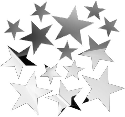 Acrylic Stars Mirror Wall Stickers, 40 PCS Small Mirrors for Crafts Mini 3D Mirror Sticker Removable Wall Decal Mirrors 3 Sizes Mosaic Tiles for DIY Crafts, Jewelry Making, Home Party Walls Decor in Saudi Arabia