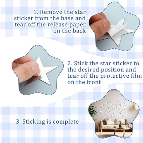 Acrylic Stars Mirror Wall Stickers, 40 PCS Small Mirrors for Crafts Mini 3D Mirror Sticker Removable Wall Decal Mirrors 3 Sizes Mosaic Tiles for DIY Crafts, Jewelry Making, Home Party Walls Decor in Saudi Arabia