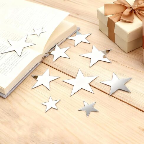 Acrylic Stars Mirror Wall Stickers, 40 PCS Small Mirrors for Crafts Mini 3D Mirror Sticker Removable Wall Decal Mirrors 3 Sizes Mosaic Tiles for DIY Crafts, Jewelry Making, Home Party Walls Decor in Saudi Arabia