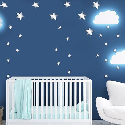 Acrylic Stars Mirror Wall Stickers, 40 PCS Small Mirrors for Crafts Mini 3D Mirror Sticker Removable Wall Decal Mirrors 3 Sizes Mosaic Tiles for DIY Crafts, Jewelry Making, Home Party Walls Decor in Saudi Arabia