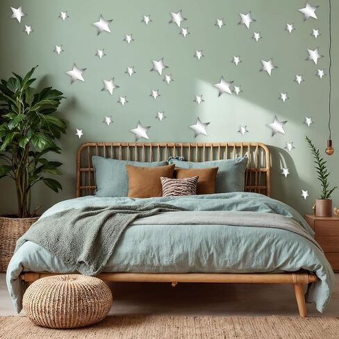 Acrylic Stars Mirror Wall Stickers, 40 PCS Small Mirrors for Crafts Mini 3D Mirror Sticker Removable Wall Decal Mirrors 3 Sizes Mosaic Tiles for DIY Crafts, Jewelry Making, Home Party Walls Decor in Saudi Arabia